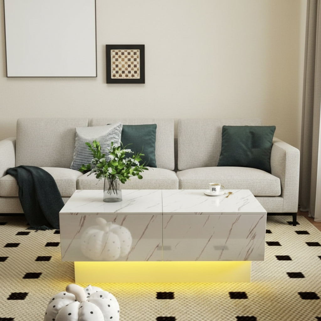 Coffee Table With Sliding Tabletop, Center Table With Hidden Storage Compartment, Extendable Table For Living Room.