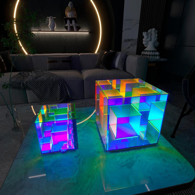 Acrylic Cube LED Color Table Lamp.