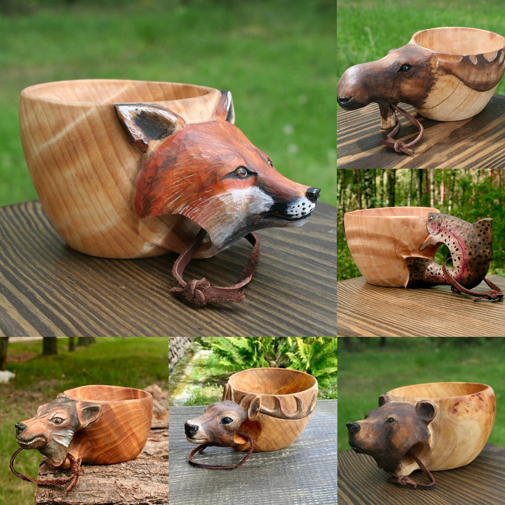 Hand Carved Scandinavian Kuksa Wooden Mug – Authentic Nordic Camping Cup | Wooden Coffee Cup | Bushcraft & Outdoor Gear Gift.