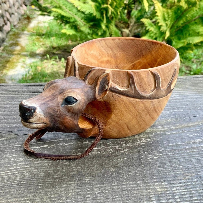 Hand Carved Scandinavian Kuksa Wooden Mug – Authentic Nordic Camping Cup | Wooden Coffee Cup | Bushcraft & Outdoor Gear Gift.