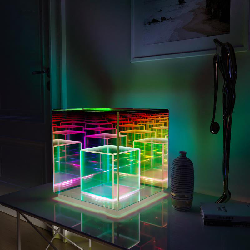 Acrylic Cube LED Color Table Lamp.