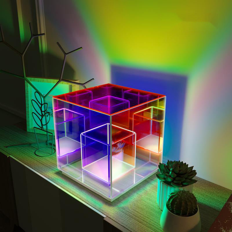 Acrylic Cube LED Color Table Lamp.