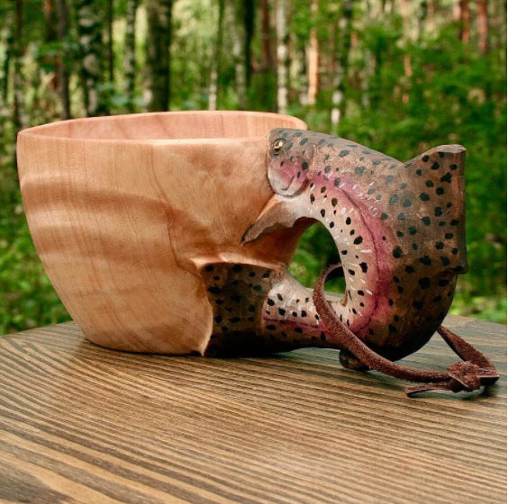 Hand Carved Scandinavian Kuksa Wooden Mug – Authentic Nordic Camping Cup | Wooden Coffee Cup | Bushcraft & Outdoor Gear Gift.