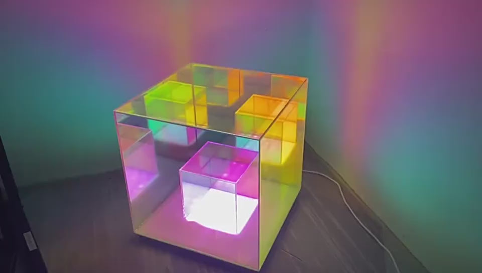 Acrylic Cube LED Color Table Lamp.